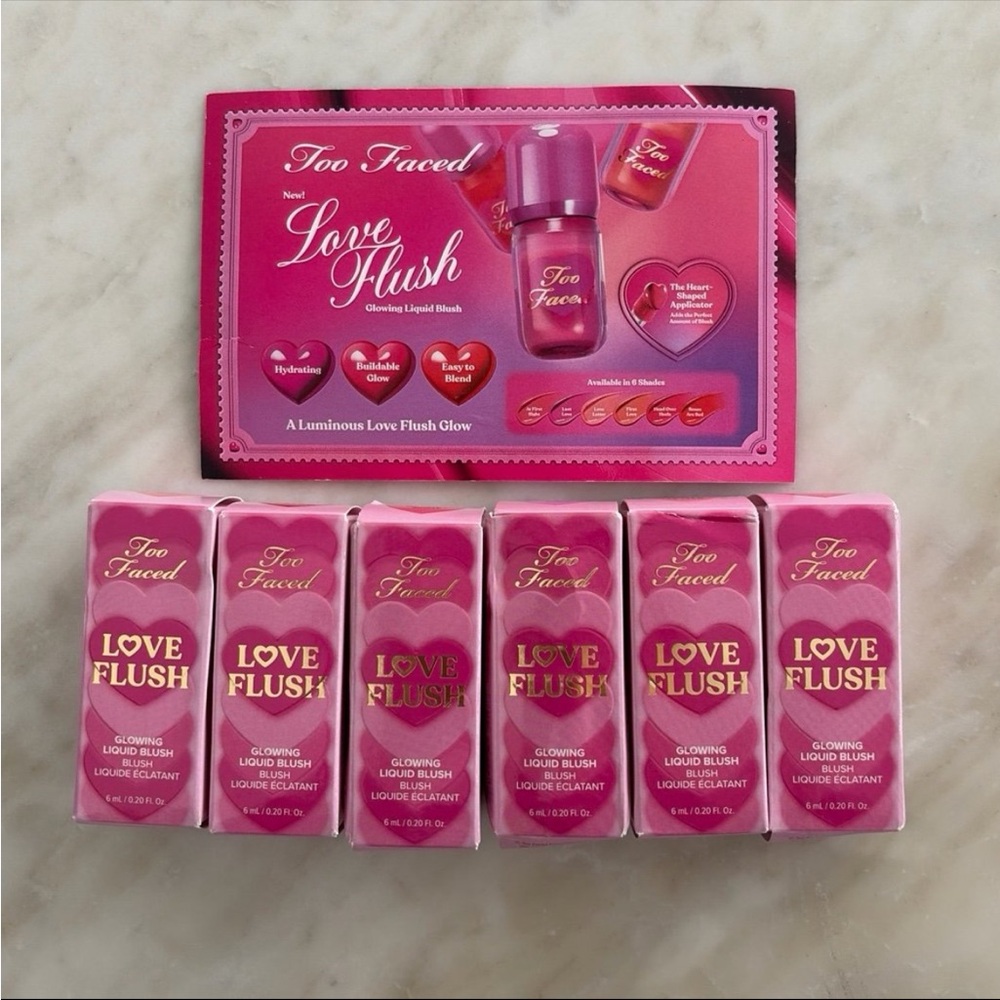Lot of 6 new Too Faced Love Blush glowing liquid blush